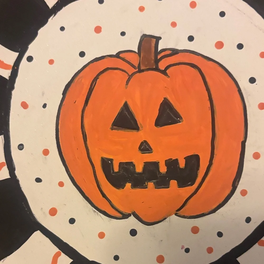 Handmade ceramic Halloween Pumpkin Party Plate